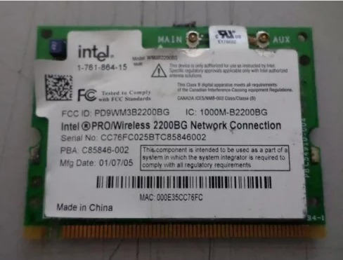 intel pro wireless 2200bg mac