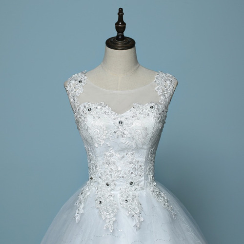 vestido novia romantico cola catedral apliques encaje corset
