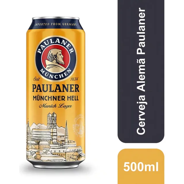 Cerveja Alemã Munchner Hell Lata 500ml Paulaner