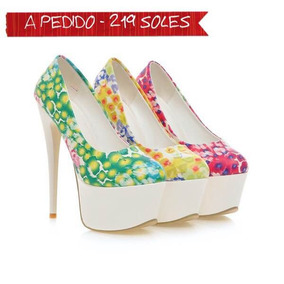 Abfa Aguja Shop Pedido Zapatos Plataforma Taco A Floreados EI2DH9W