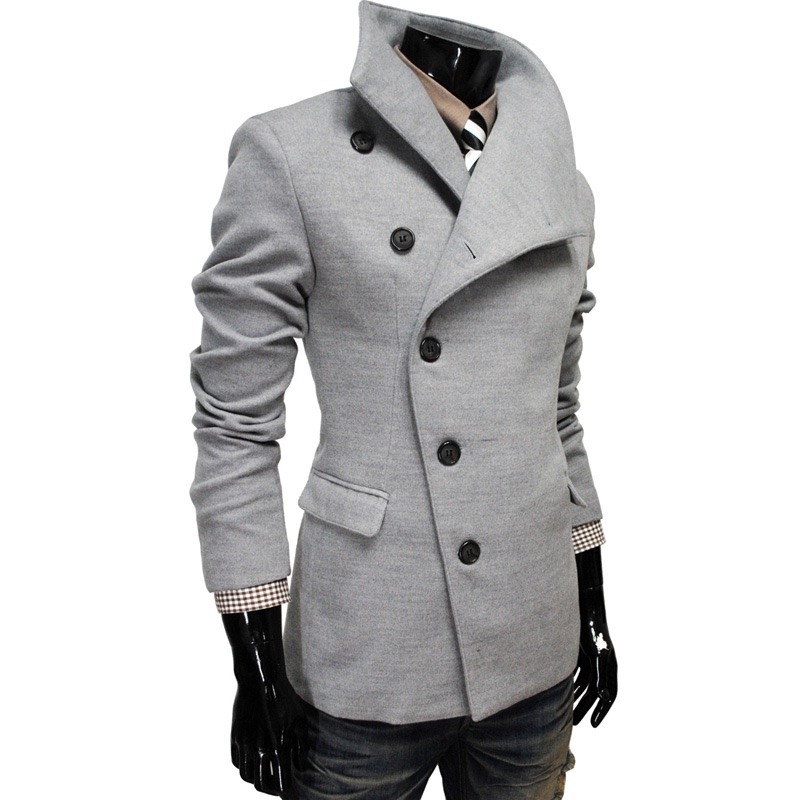 Abrigos Hombre Moda Japonesa Diferentes Slim Fit Cuello Alto - U$S 74