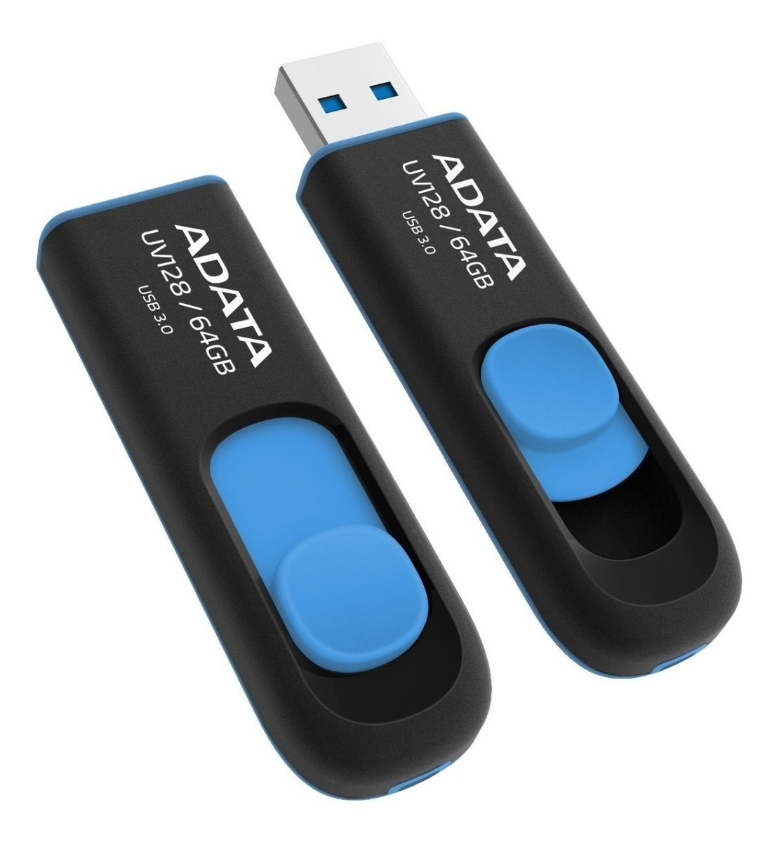 Adata Memorias Usb 64gb 3.0 Uv128 Retractil Negra Con Azul 155.00