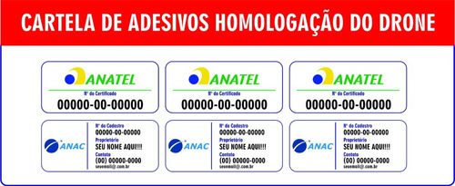 Adesivo Anatel, Anac, Identificação Drone - R$ 44,00 em 