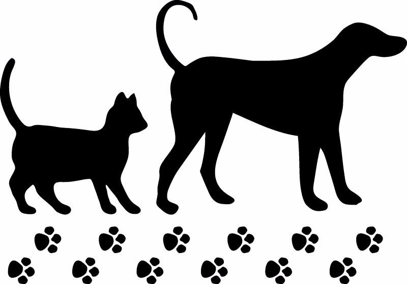 Adesivo De Parede Decorativo Cachorro E Gato Com Patinhas Aparador Para Hall ~ Adesivo De Parede Decorativo Cachorro E Gato Com Patinhas
