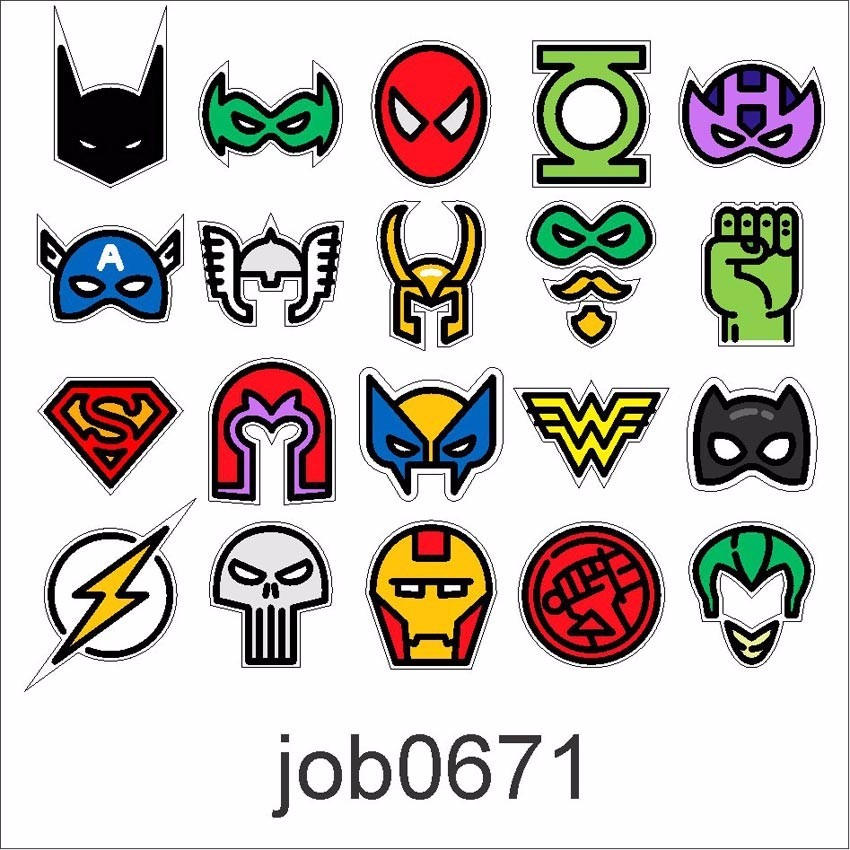 adesivo desenho super heróis hero icones nerd job0671 r 64 99 em
