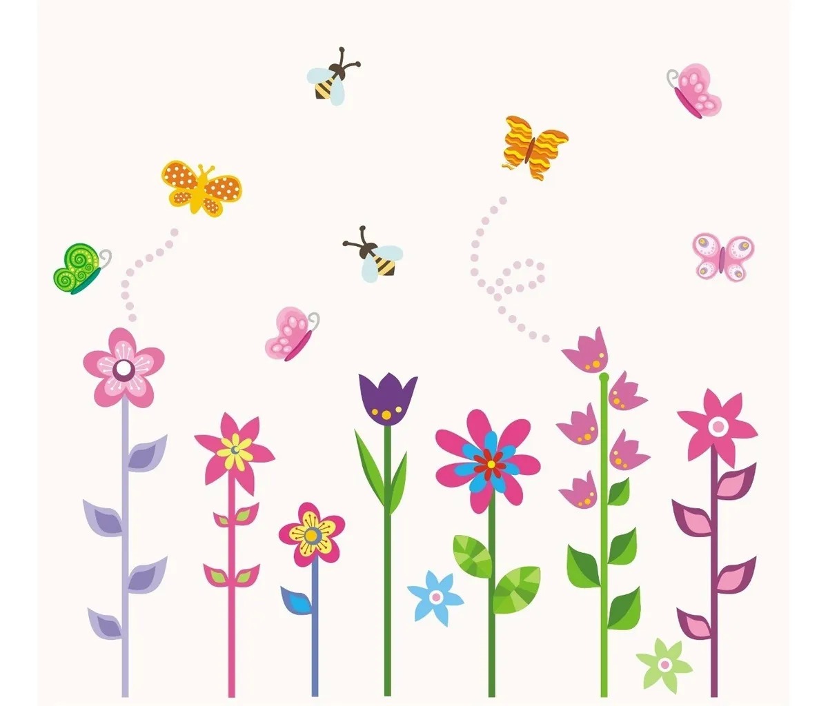 Adesivo Parede Safari Infantil Bebe Zoo Flores Jardim M102 R
