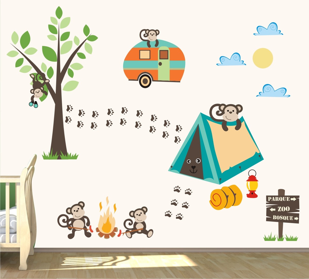 Adesivo Quarto Infantil Macaco Safari Bebe Arvore Zoo M89 R$ 148,00 em Mercado Livre Artesanato Folclorico Do Espirito Santo ~ Adesivo Quarto Infantil Macaco Safari Bebe Arvore Zoo M89 R$ 148,00 em Mercado Livre