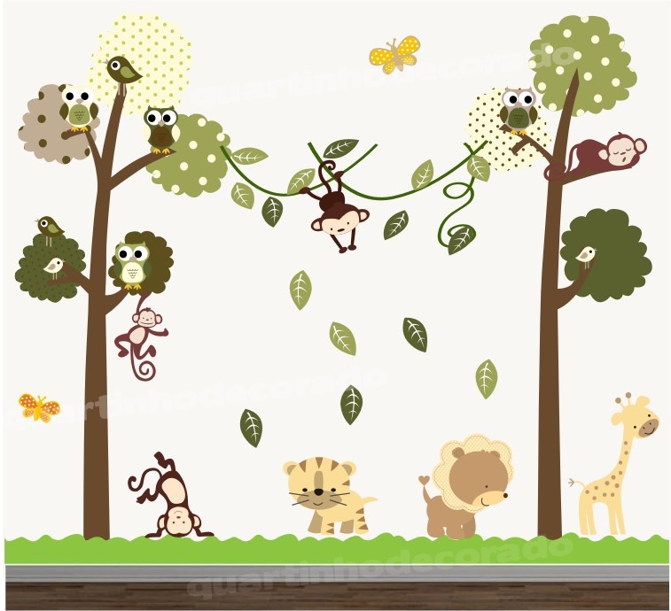 Adesivo Quarto Infantil Papel Parede Arvore Animais Zoo Armário Horizontal Para Escritório ~ Adesivo Quarto Infantil Papel Parede Arvore Animais Zoo