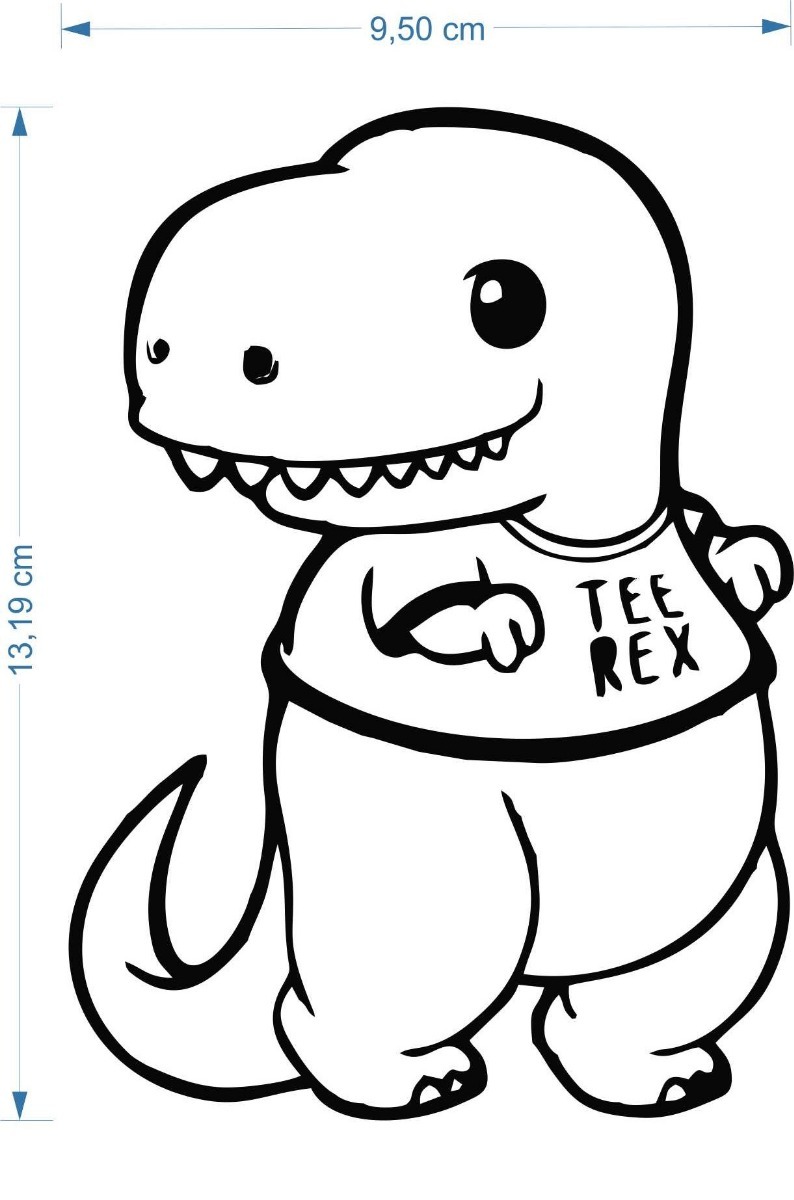 adesivo tiranossauro t rex cute 10cmx15cm desenho geek nerd r 14