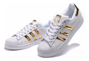adidas superstar blancas con dorado