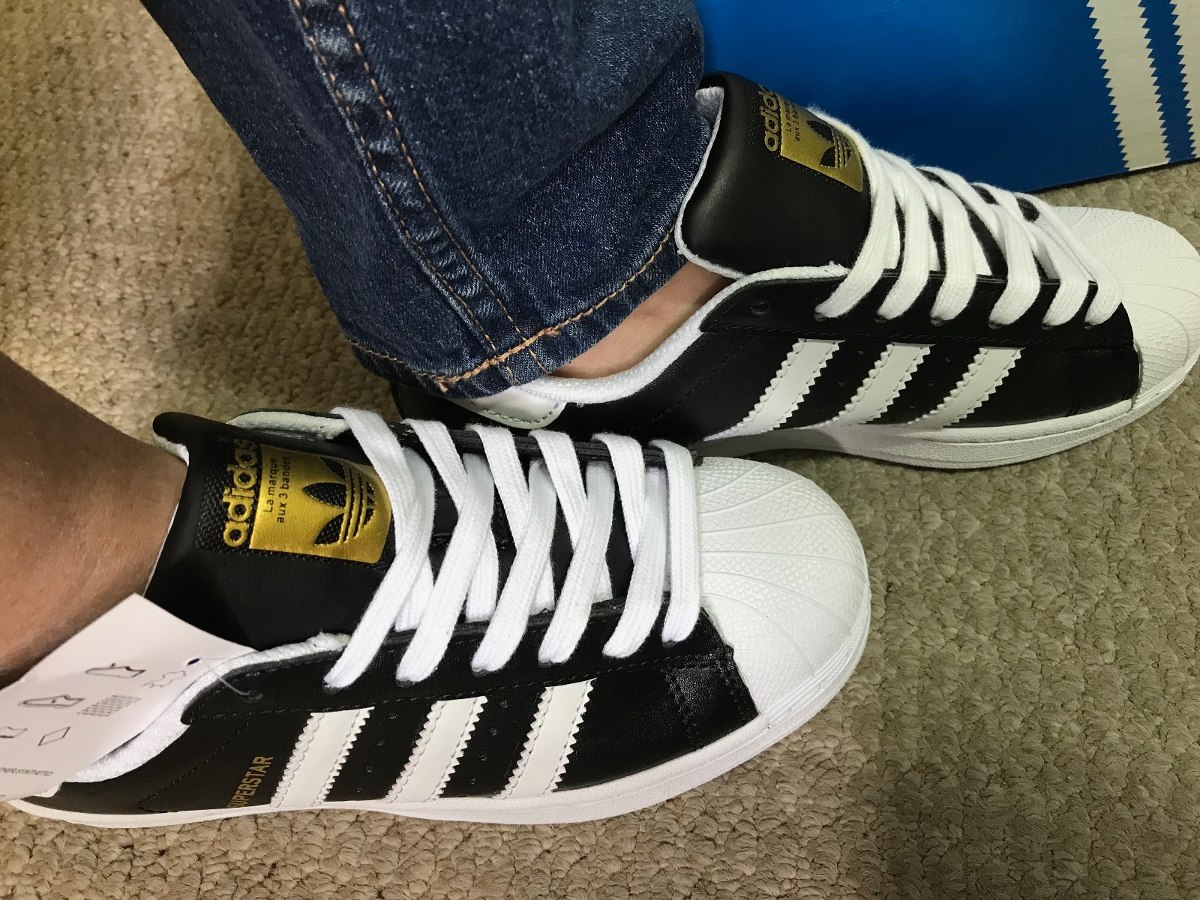 adidas superstar negro cuero