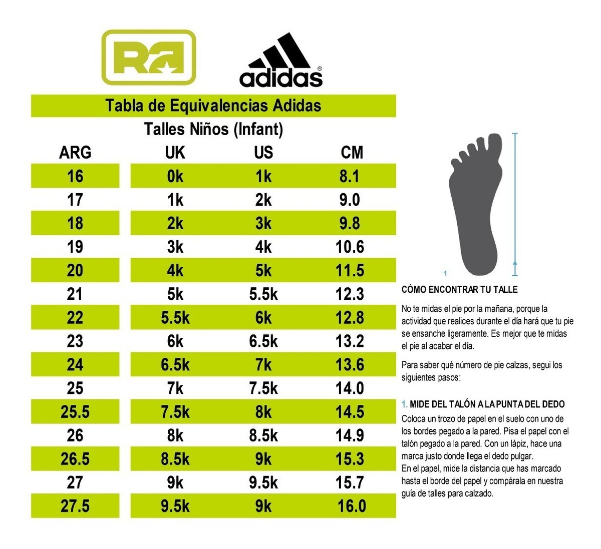 tallas de adidas zapatillas