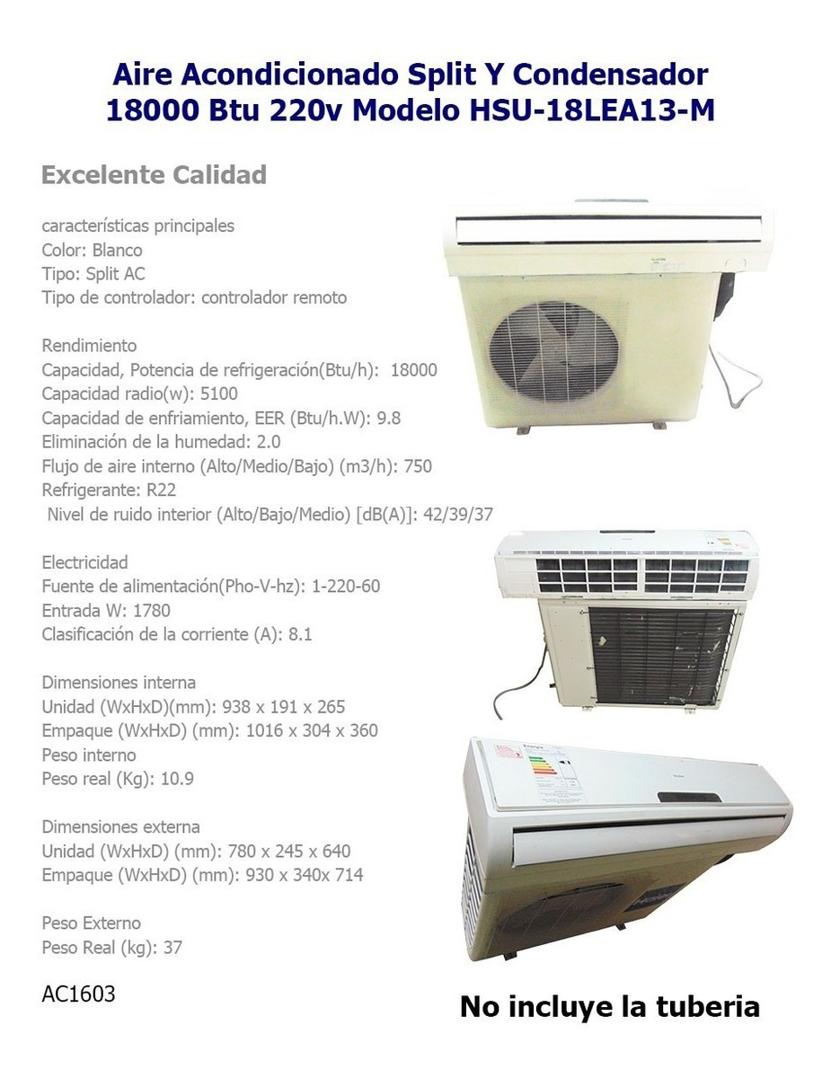 Potencia de aire acondicionado de 18000 btu