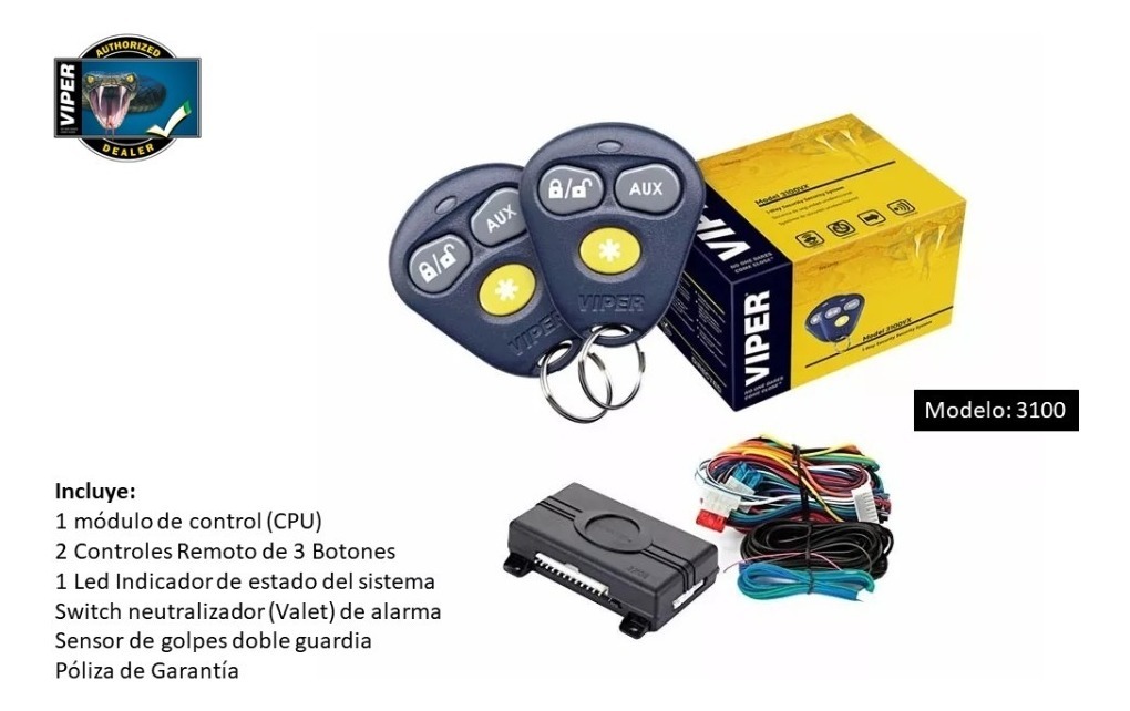 Alarma Viper Para Auto 3100v 3 Botones 1 Vía - $ 945.00 en Mercado Libre