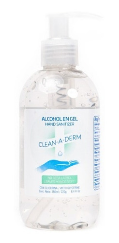 alcohol en gel sanitizante 250ml clean-a-derm