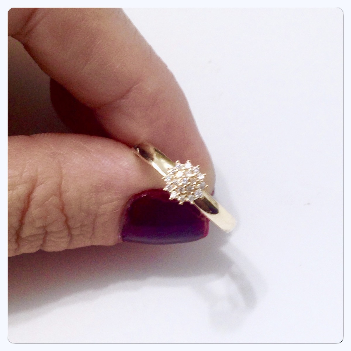 Anel Chuveiro De Brilhantes Preço Anel Solitário Chuveiro Pedra Lapidação Brilhantes Ouro 18k - R$ 525,00