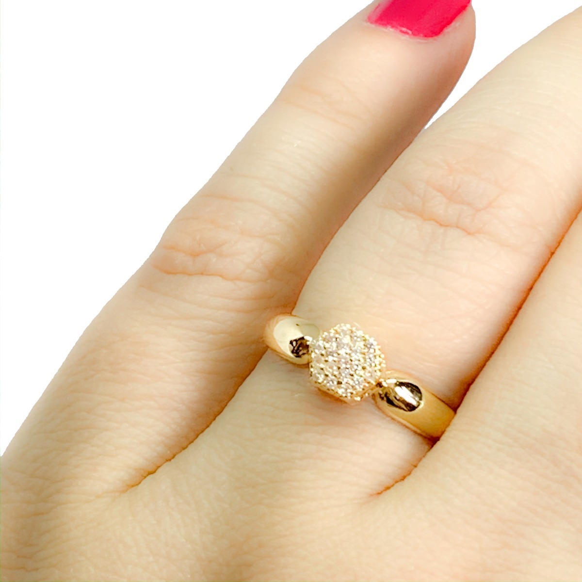 Anel Chuveiro De Brilhantes Preço Anel Solitário Chuveiro Pedra Lapidação Brilhantes Ouro 18k - R$ 1.485
