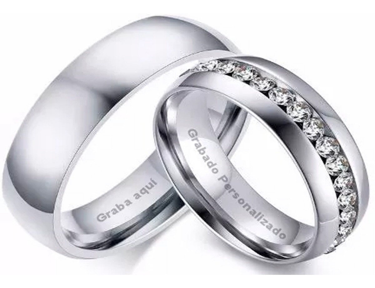 Anillo de dos pares de colores negro anillos de pareja de acero inoxidable matrimonio compromiso pareja señora