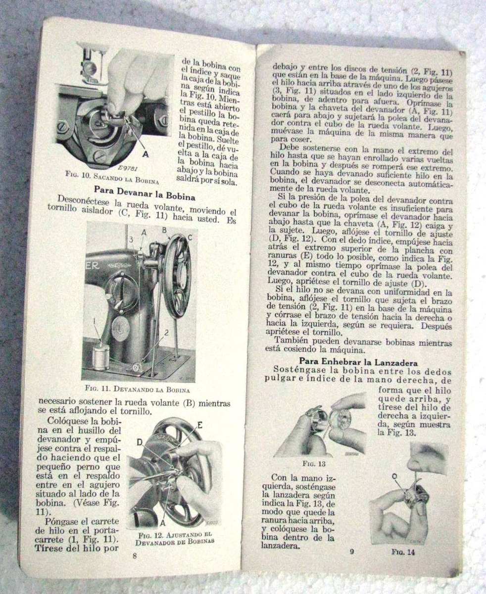 Antiguo Manual Maquina Coser Singer 15 Instrucciones Uso