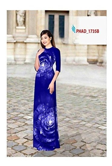 Traditional Vietnamese Long Dress Collections with Pants ADVN00713 Silk 3D All Size Ao Dai