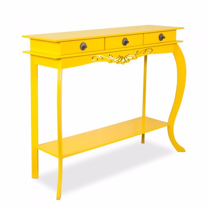 Aparador Entalhado Com 3 Gavetas Cor Amarelo Em Mdf R Adesivo De Roupa Unicornio ~ Aparador Entalhado Com 3 Gavetas Cor Amarelo Em Mdf R