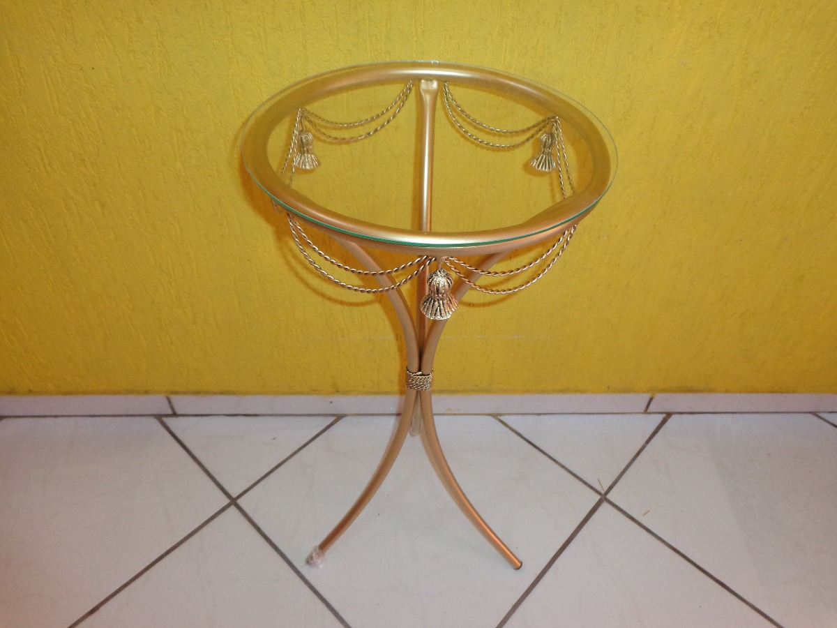 Aparador Redondo Modelo Pingente Em Ferro Com Vidro Dourado R$ 68,99 em Mercado Livre Artesanato De Jornal E Papelao ~ Aparador Redondo Modelo Pingente Em Ferro Com Vidro Dourado R$ 68,99 em Mercado Livre