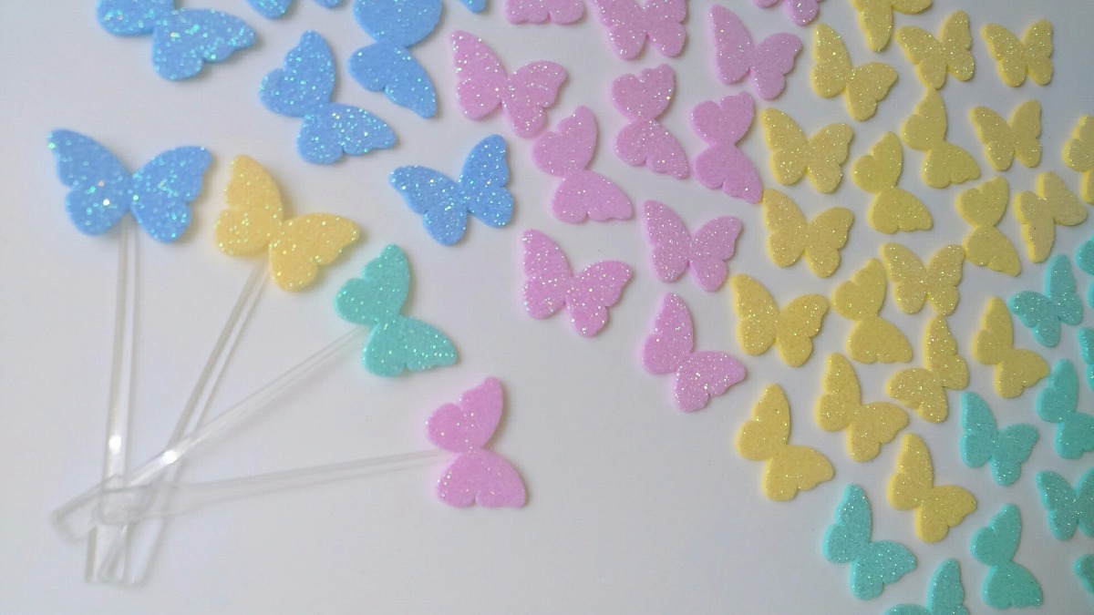 Apliques Borboleta Glitter Lembrancinhas Eva - R$ 12,90 em Apliques Borboleta Glitter Lembrancinhas Eva - R$ 12,90 em