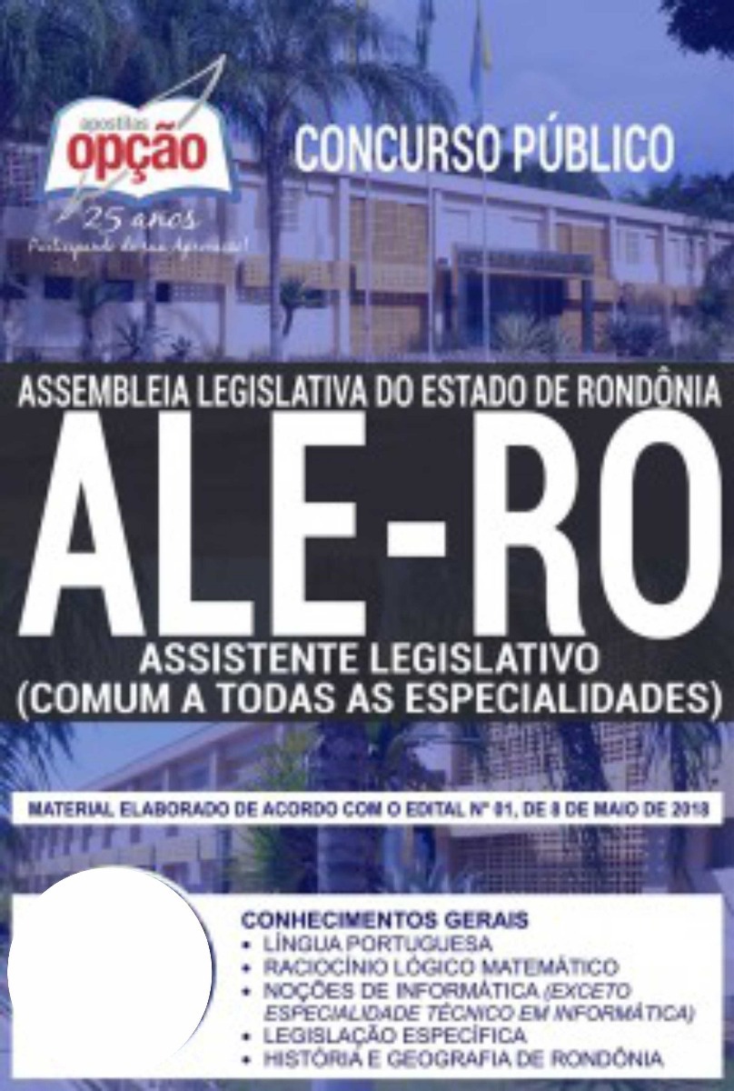 Apostila Ale Ro Analista Legislativo Comum Todas Espec 2018 R