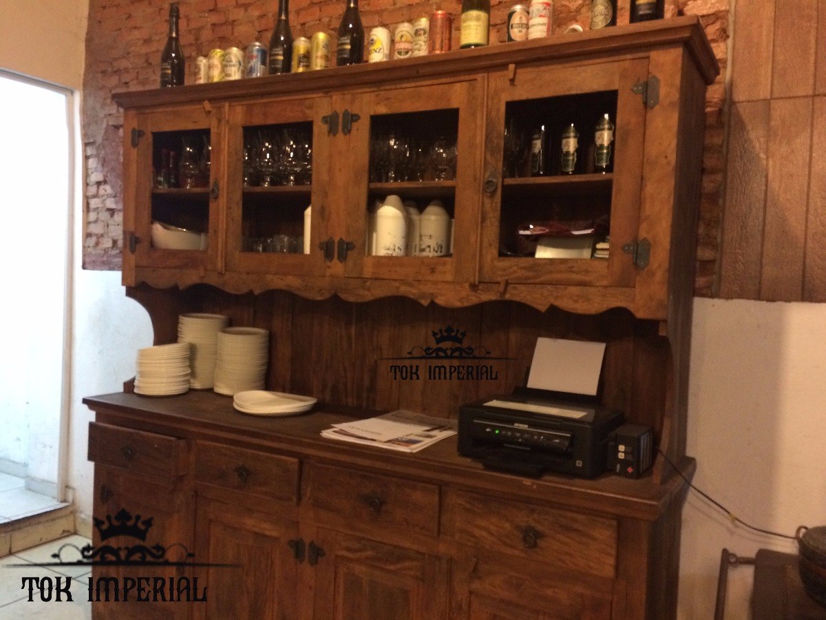 Armário Cozinha Rústico em Madeira de Peroba