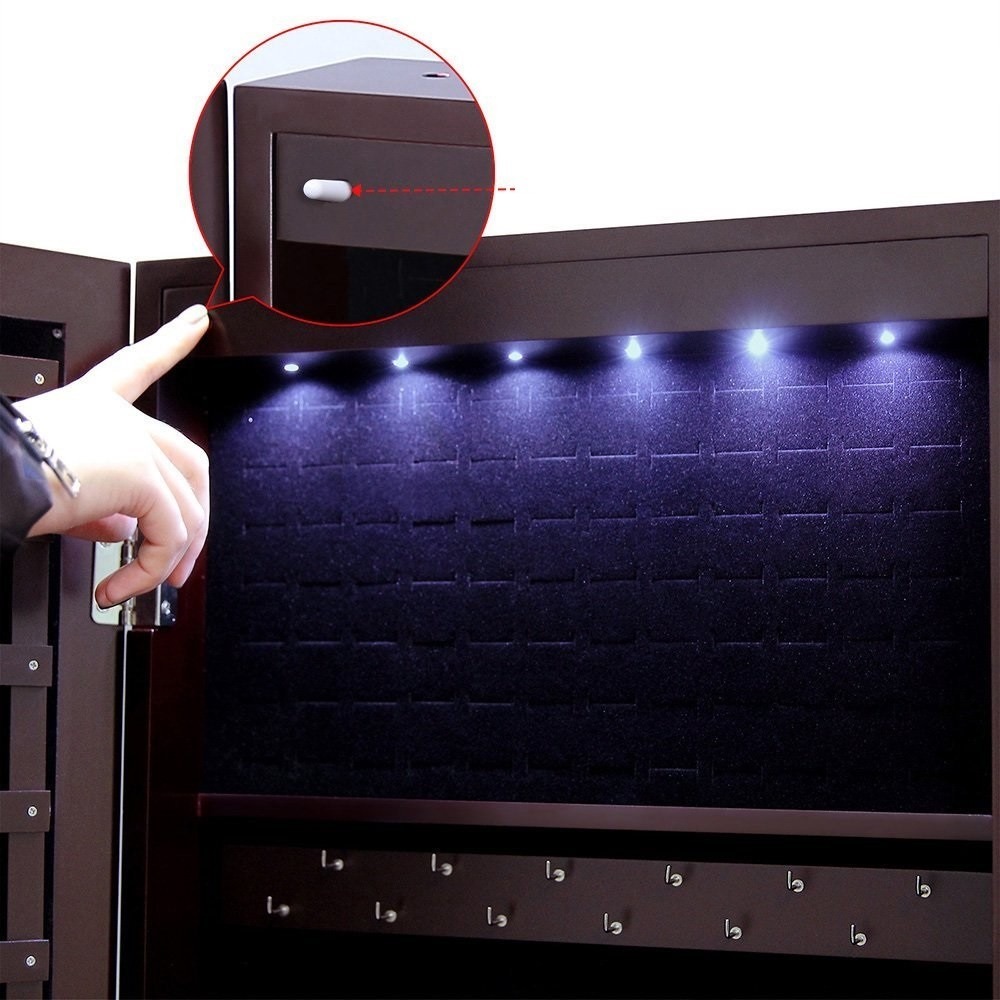 Armario Para Joyas Con Espejo Luz Led Joyería Songmics Cafe $ 4,160 00 en Mercado L Armario Para Joyeria ~ Armario Para Joyas Con Espejo Luz Led Joyería Songmics Cafe $ 4,160 00 en Mercado L