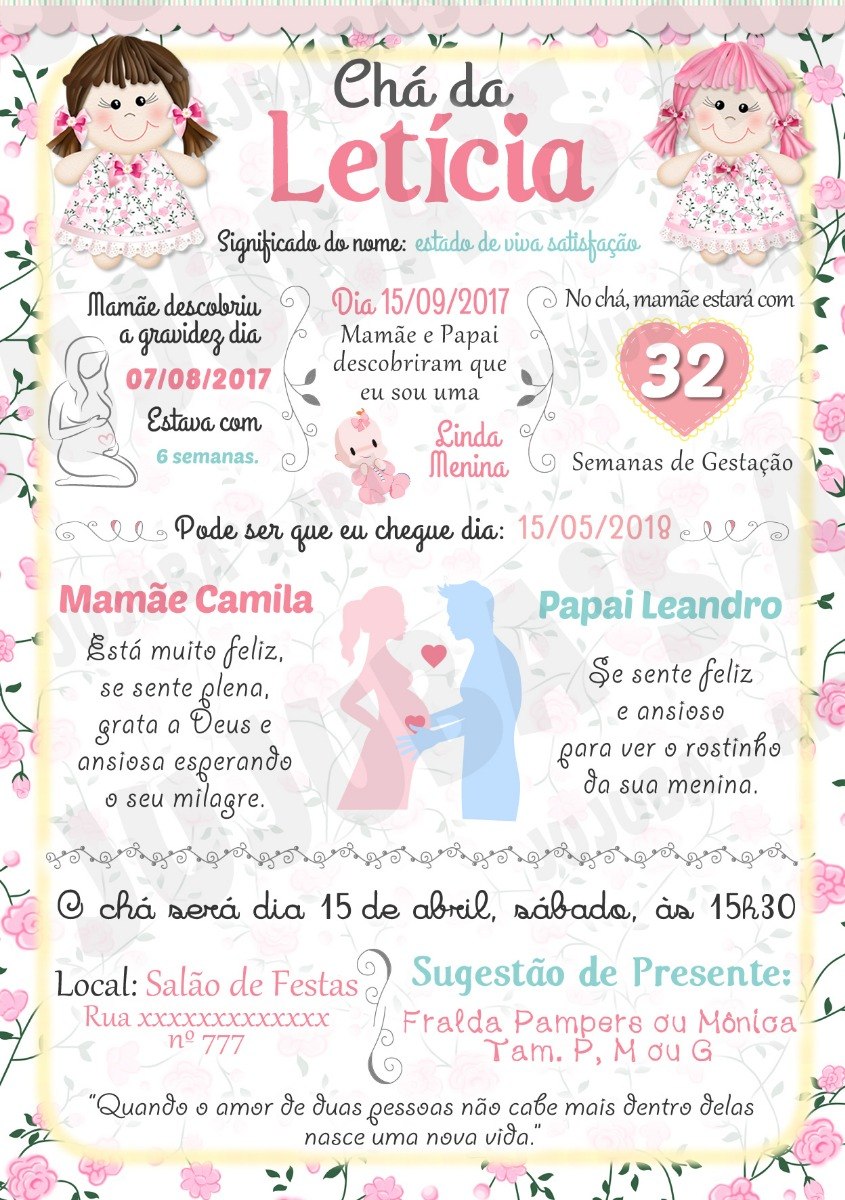 arte digital convite ch 225 de beb 234 boneca de pano ch 225 cha de bebe convites