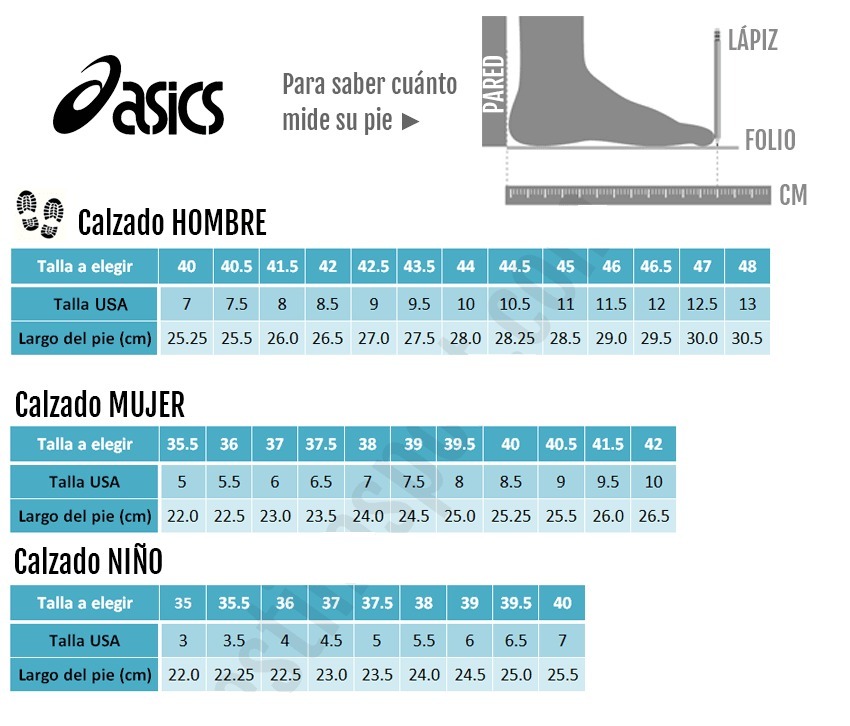 Tabla De Medidas Zapatillas Asics 54% OFF | centrosento.it