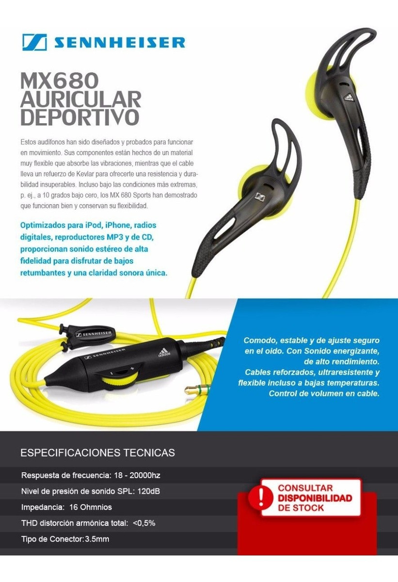 Regaño en frente de Adular Auricular Sennheiser Mx680 adidas Resistente Al Agua - $ 5.759,25 ... Regaño en frente de Adular Auricular Sennheiser Mx680 adidas Resistente Al Agua - $ 5.759,25 ...