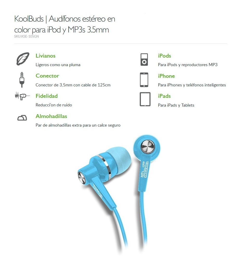 Auricular In Ear Klip Xtreme Kool Buds Celular Tablet Pc