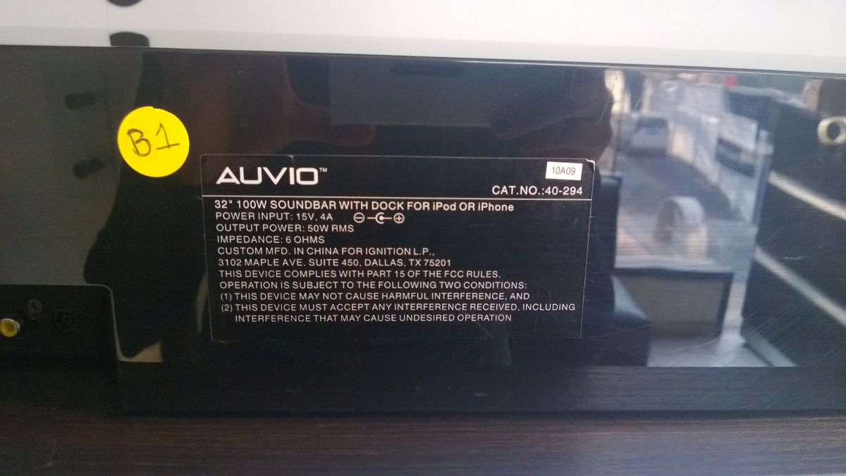 Auvio Soundbar 32 100w Barra De Sonido Con Dock A Ipod Black 1,390.
