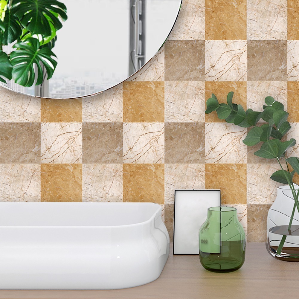Azulejos Adhesivos Cocina Baño Mosaicos Marmól Crema Café - $ 399.00 en