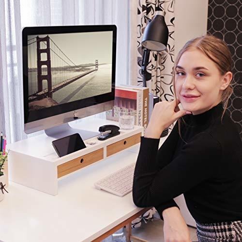 with Drawer and Keyboard Storage Stylish and x Monitor Riser Stand Desk Shelf