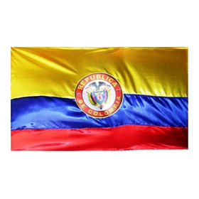 Bandera Colombia 130 X 90 Centímetros Escudo Tela Satinada