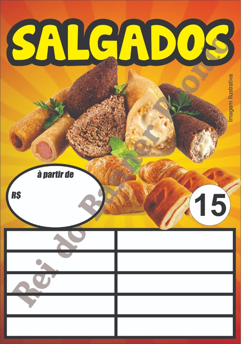 Banner 35x50cm Caldos, Churrasco, Açaí,batata,bolo 