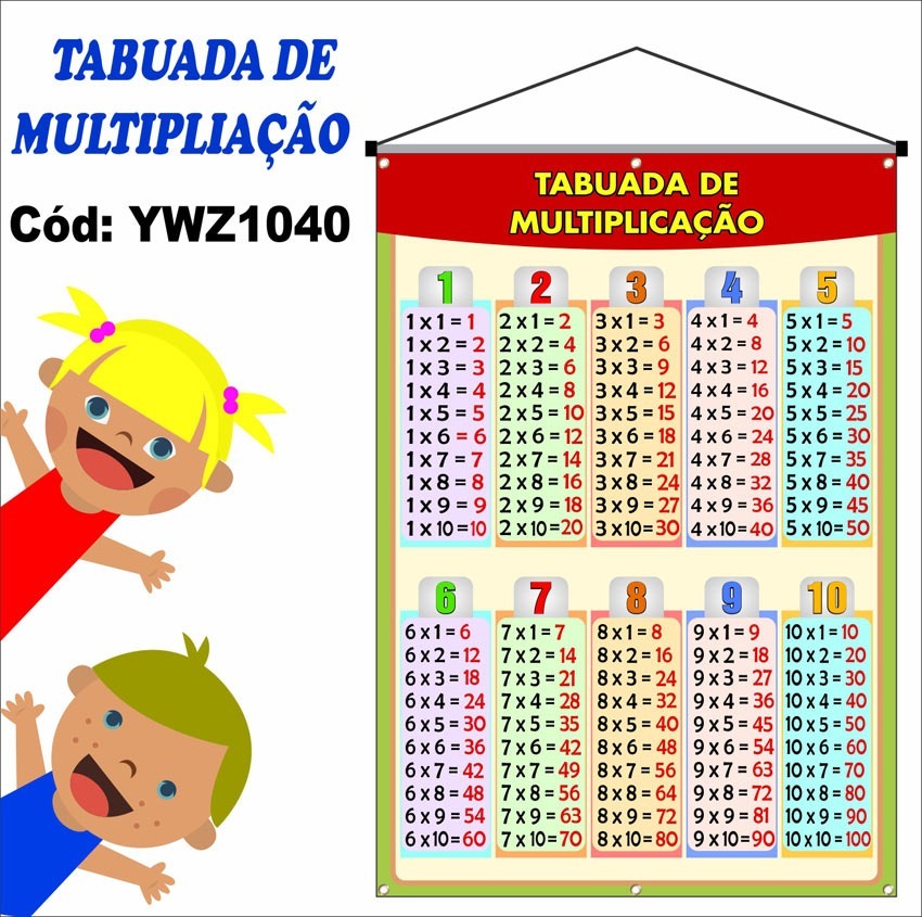 Banner Pedagógico Tabuada Da Multiplicação 1m X 64cm Ywz1040 R 5470