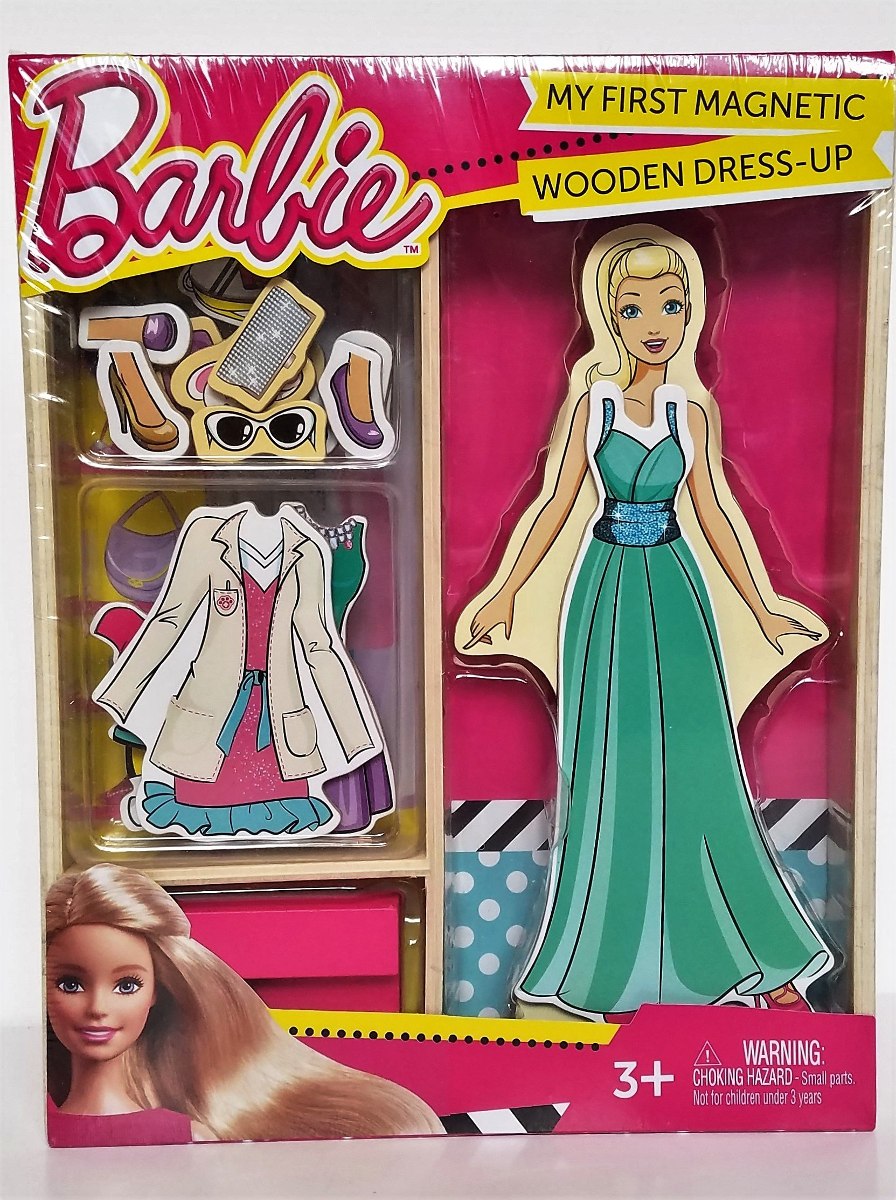 barbie mi primer juego de muñecas de vestir de madera mag