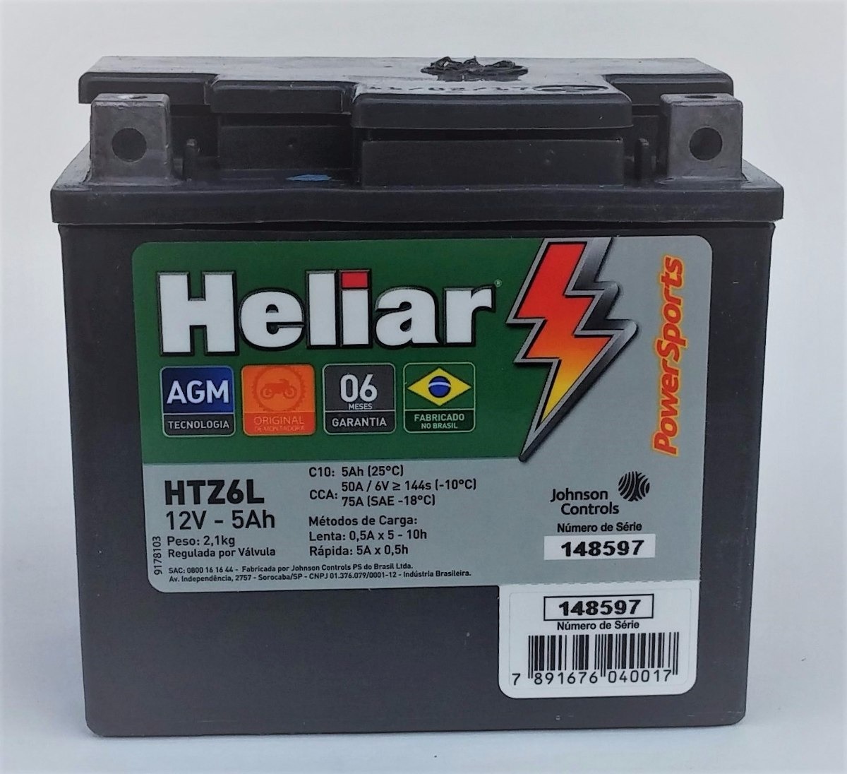 Bateria Moto Heliar Htz6 Nxr Bros 125 150 160 Ks Es Esd 