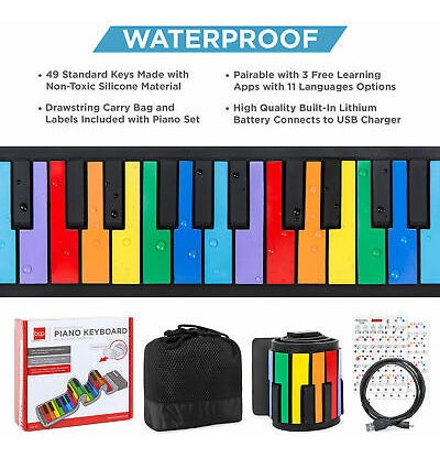 BCP Kids 49-Key Portable Roll-Up Piano Keyboard Musical STEM Toy w// Bluetooth