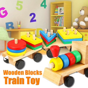 Niños Juguetes Camión Bloques Desarrollo Tren Madera Bebé De OwnX0PkN8