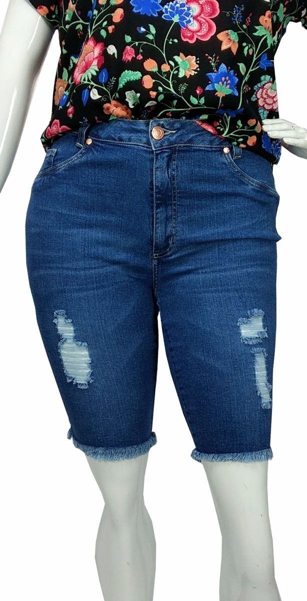 bermuda ciclista jeans feminina plus size