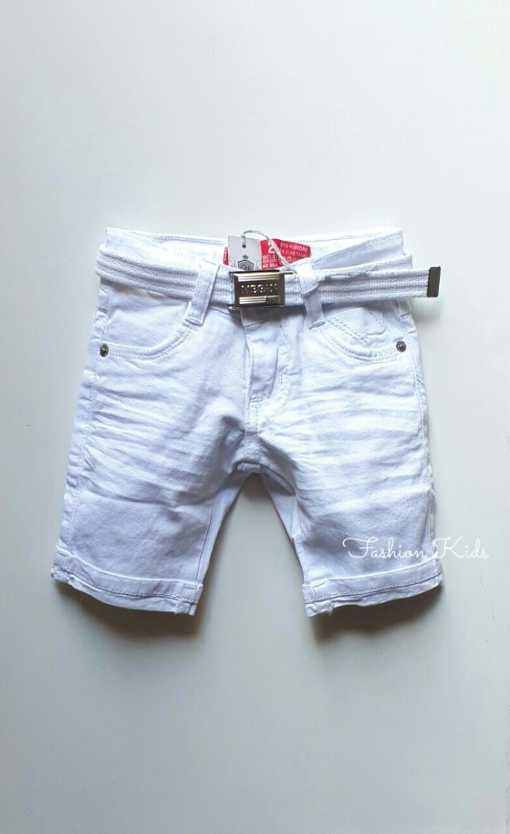 shorts jeans branco infantil