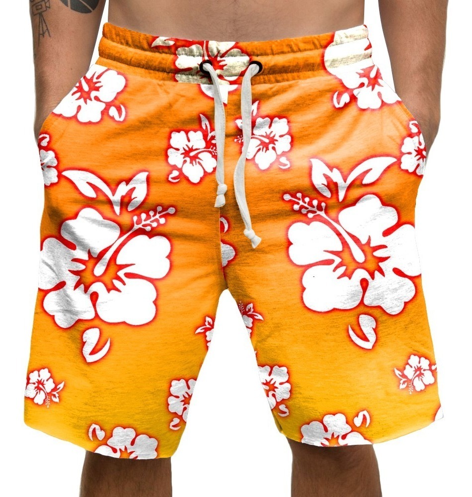 Bermuda Shorts Moletom Praia Summer Tropical Hawaii 3d Ny - R$ 169,90 em Mercado Livre