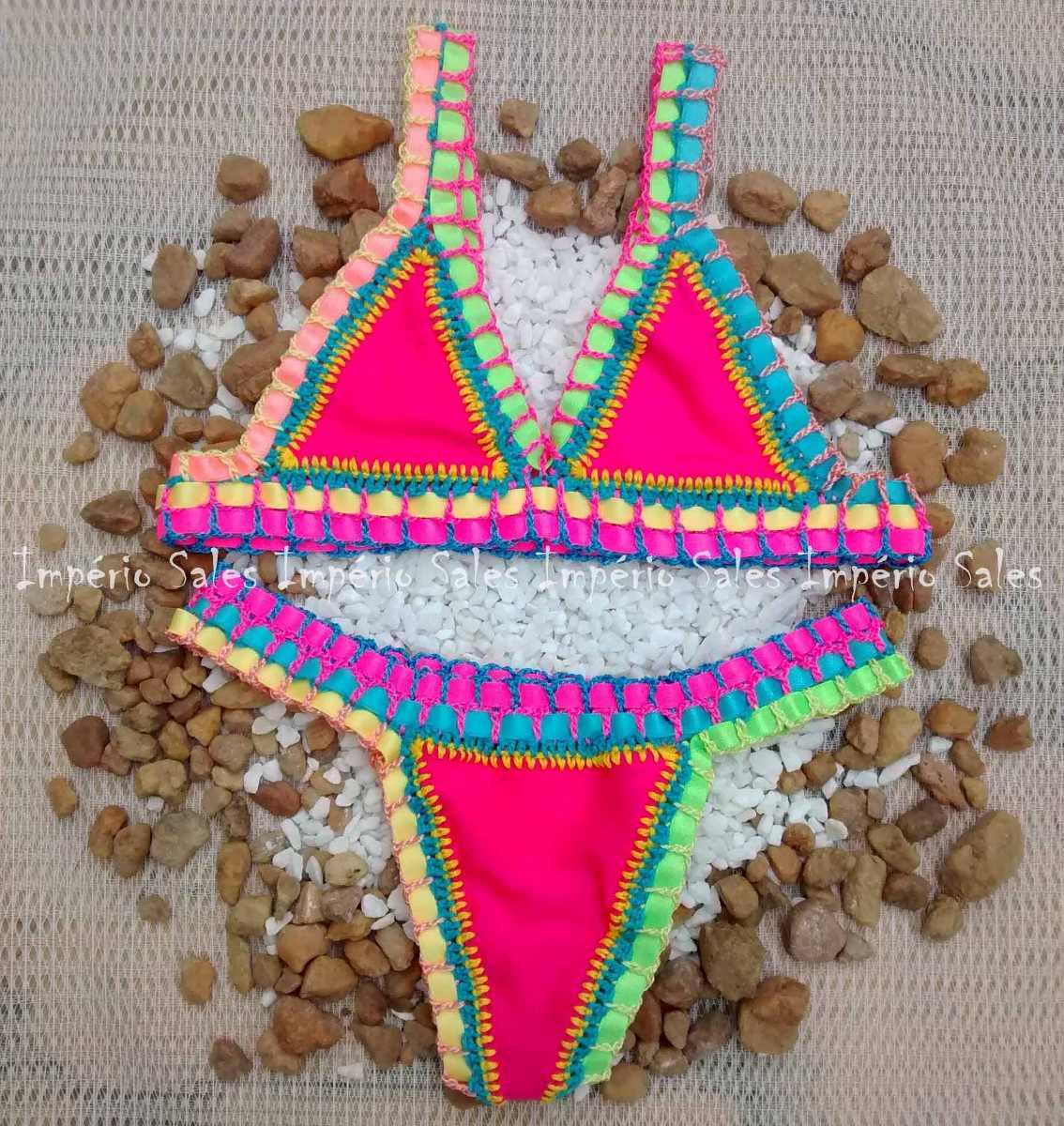 Biquíni Boho Kiini Crochê Moda Praia Tendência Summer 2019 R 147 00