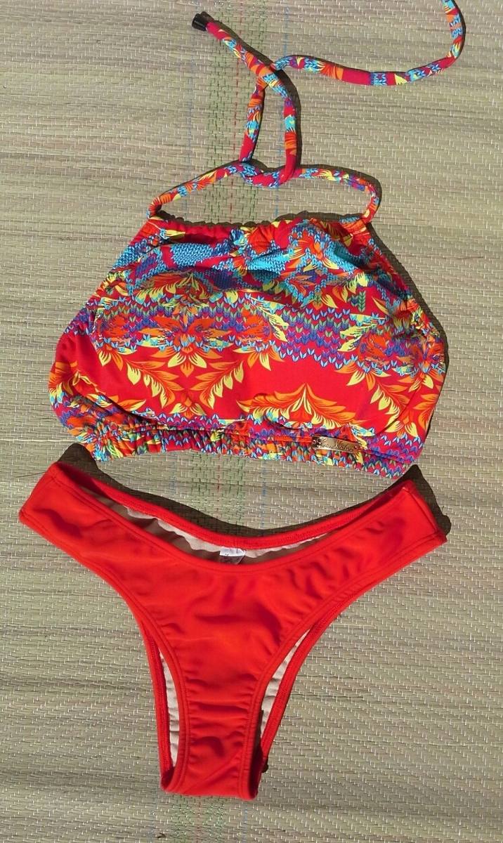 Biquíni Bikini Cropped Com Bojo Estampa Vermelho Liso R 89 90 Em
