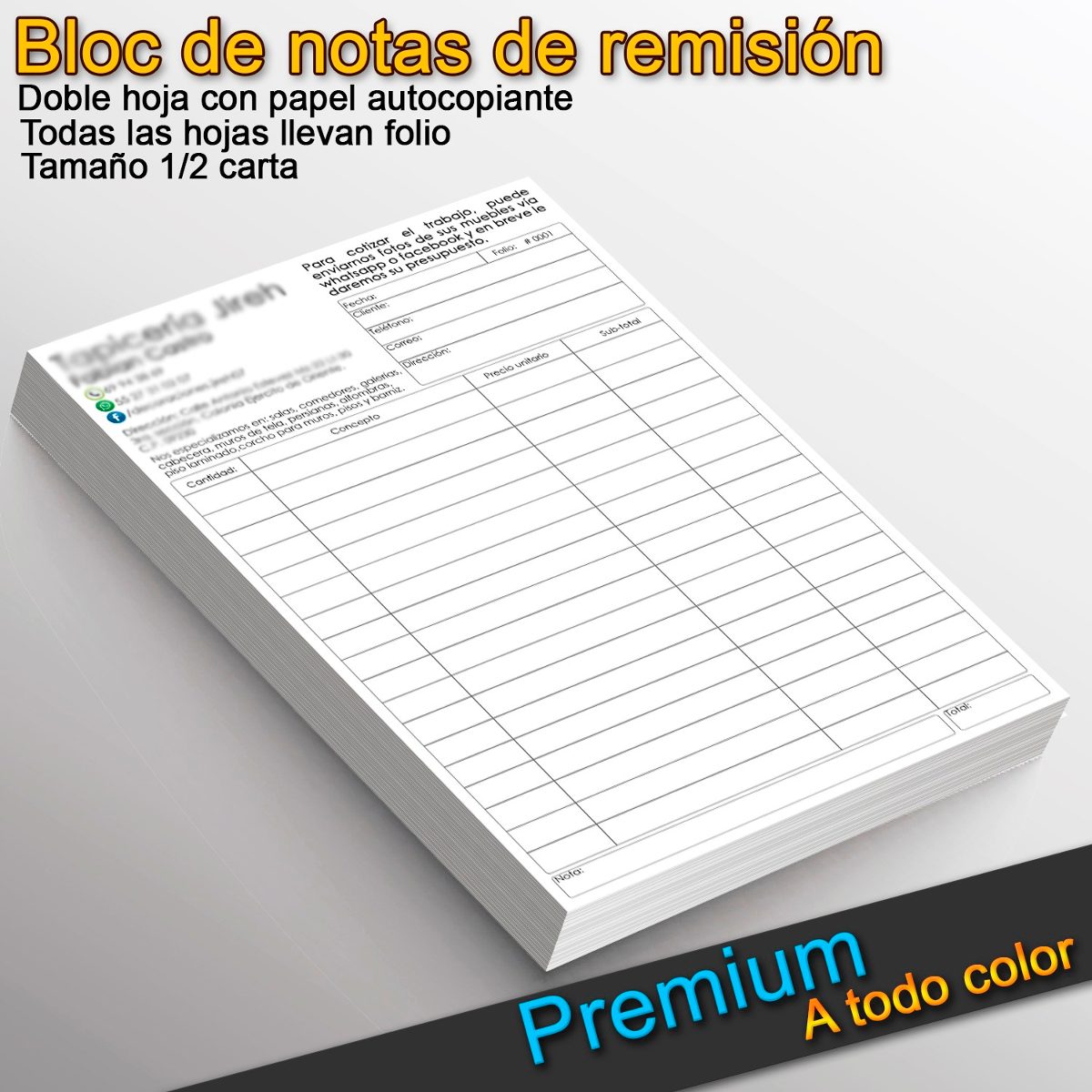 Bloc De Notas Para Tu Negocio (1000 Piezas) - $ 900.00 en Mercado Libre